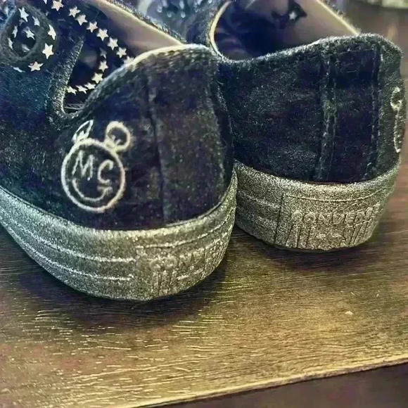 CONVERSE Miley Cyrus Black velour/glitter sz 6 - Picture 3 of 6